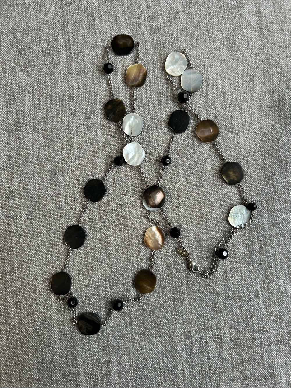 Lia Sophia Brown, Black & Pearlescent Disc Necklace